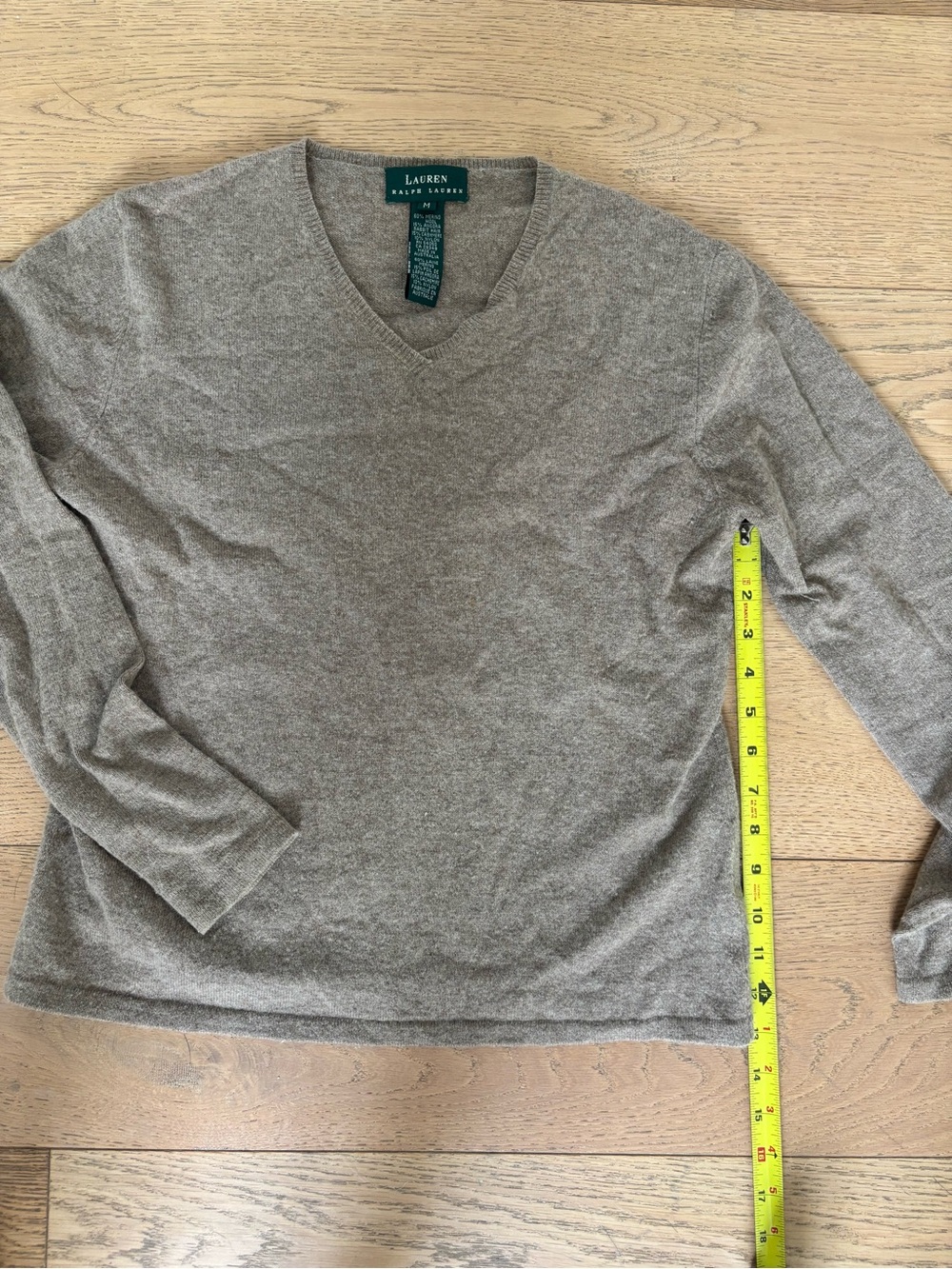 Lauren Ralph Lauren V-Neck Sweater in Taupe Heather